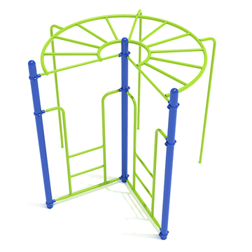 PTC004 - 270-Degree Rung Ladder Monkey Bars Playground Equipment - Ages 5 to 12 yr - Green on Blue