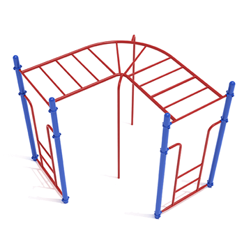 PTC002 - 90-Degree Straight Rung Horizontal Ladder Free Standing Monkey Bars - Ages 5 To 12 Yr - Red on Blue