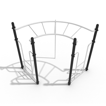PTC003 - Curve Rung Horizontal Ladder Monkey Bars Playground Equipment - Ages 5 To 12 Yr - Gray on Black