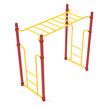 PTC001 - Straight Rung Horizontal Ladder Free Standing Monkey Bars - Ages 5 To 12 Yr  - Yellow on Red