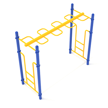 PTC005 - Straight Snake Loop Ladder Monkey Bars Playground Equipment - Ages 5 To 12 Yr - Yellow on Blue