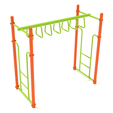 PTC007 - Straight Trapezoid Loop Ladder Playground Climber - Ages 5 To 12 Yr  - Lime Green on Orange