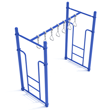 PTC009 - Straight Swinging Ring Ladder Playground Climber - Ages 5 To 12 Yr -  Blue on Blue