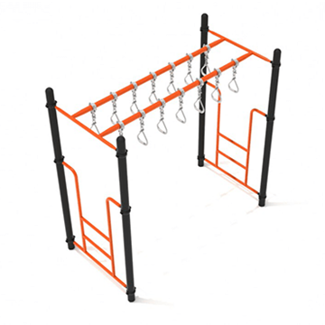 PTC010 - Double Straight Swinging Ring Ladder Playground Climber- Ages 5 To 12 Yr - Front - Orange on Black