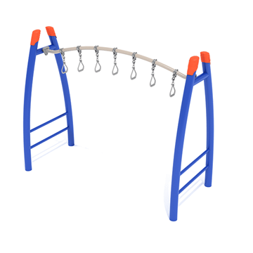 PGS003 - Curved Post Curved Overhead Swinging Ring Ladder Playground Climber - Ages 5 To 12 Yr - Gray, Blue, Orange