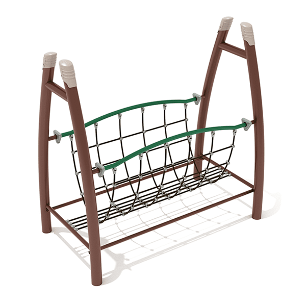 PGS017 - Curved Post Bridge Net Climber Playground Equipment - Ages 5 To 12 Y - Front - Green, Brown, Tan