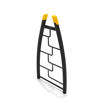 PGS032 - Curved Post Maze Rung Vertical Ladder Playground Climbing Wall - Ages 5 To 12 Yr - Black on Yellow
