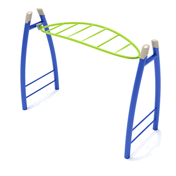 PGS005 - Curved Post Overhead Horizon Climber Monkey Bar Ladder - Ages 5 To 12 Yr - Lime Green, Blue, Tan