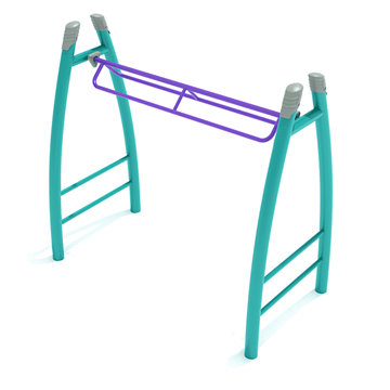 PGS007 - Curved Post Rocker Bar Overhead Climbing Playground Equipment - Ages 5 To 12 Yr - Purple, Teal, Gray