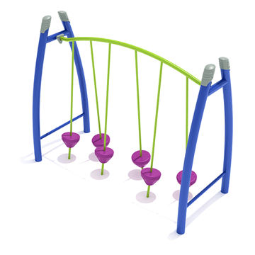 PGS009 - Curved Post Tilted Pebble Bridge Playground Stepping Stones - Ages 5 To 12 Yr - Purple, Lime Green, Blue, Gray