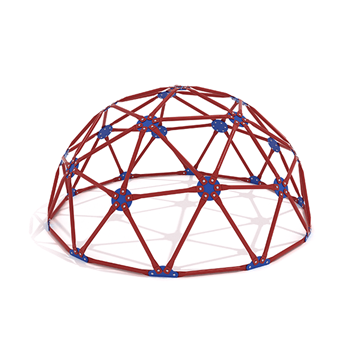 PFS087 - Geodome Playground Climbing Structures - Ages 2 To 12 Yr  - Red on Blue