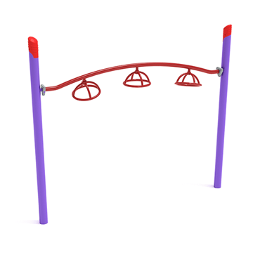 PGS020 - Single Post 3-Wheel Overhead Spinner Climbing Playground Equipment - Ages 5 To 12 Yr - Red, Purple