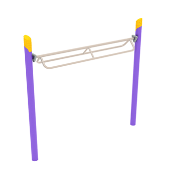 PGS026 - Single Post Rocker Bar Overhead Playground Climber - Ages 5 To 12 Yr  - Purple, Tan, Yellow