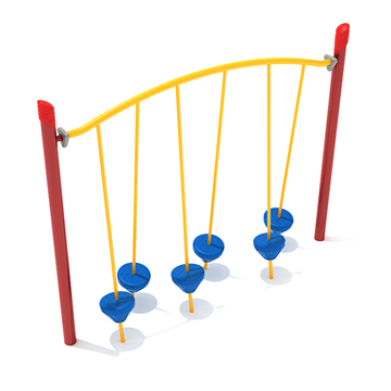 PGS029 - Single Post Tilted Pebble Playground Bridge - Ages 5 To 12 Yr - Blue, Yellow, Red
