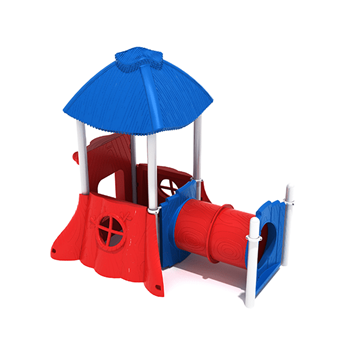 PFS026 - Forest Market Playground Tunnel - Ages 6 Months To 5 Yr - Red, White, Blue - Front