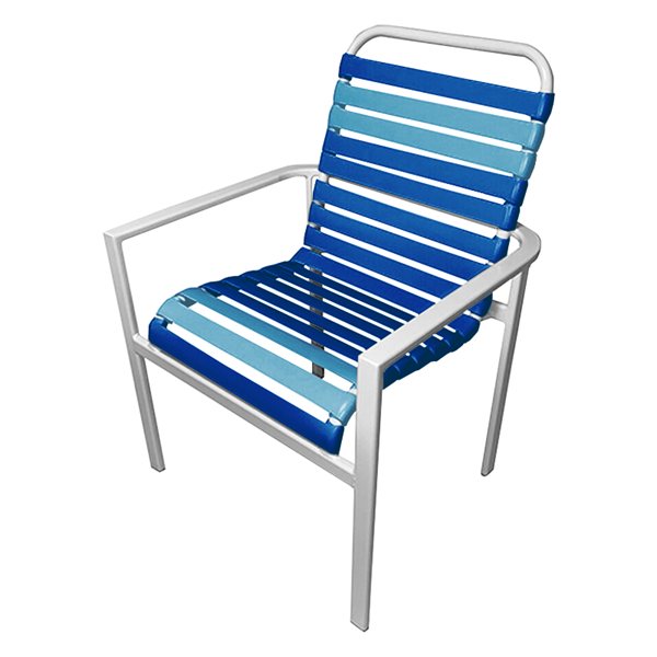 Waterside Vinyl Strap Dining Armchair with Commercial Aluminum Frame Pool Furniture Supply